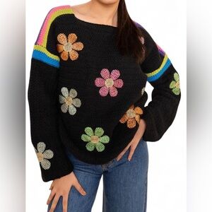 Floral Black Sweater